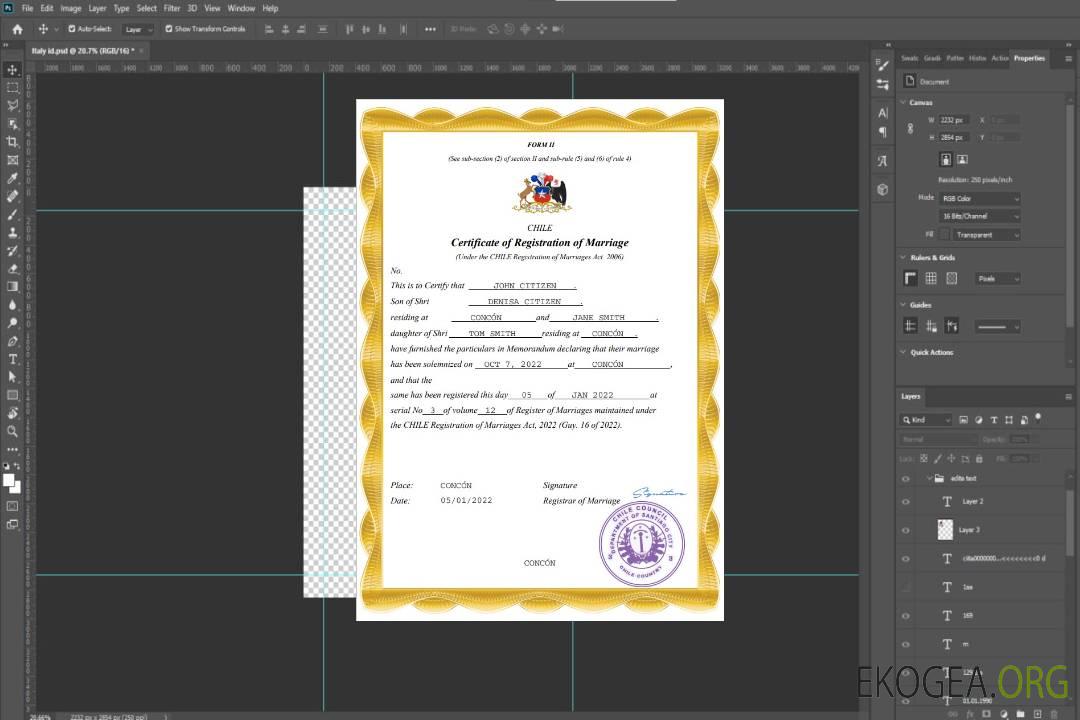 Modèle Word et PDF d'acte de mariage au Chili template Modèle Word et PDF d'acte de mariage au Chili template